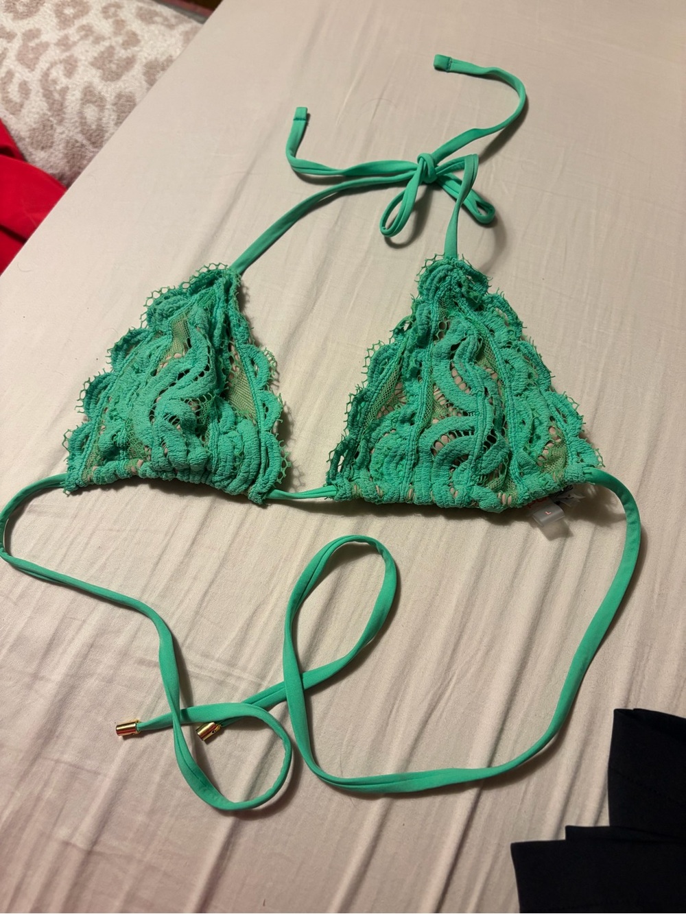 PQ Swim Lace Triangle Bikini Top - Teal Green